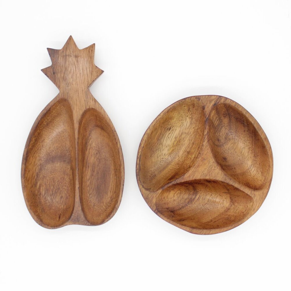 🍍 Vintage Monkey Pod Wood Dish Set 🍍